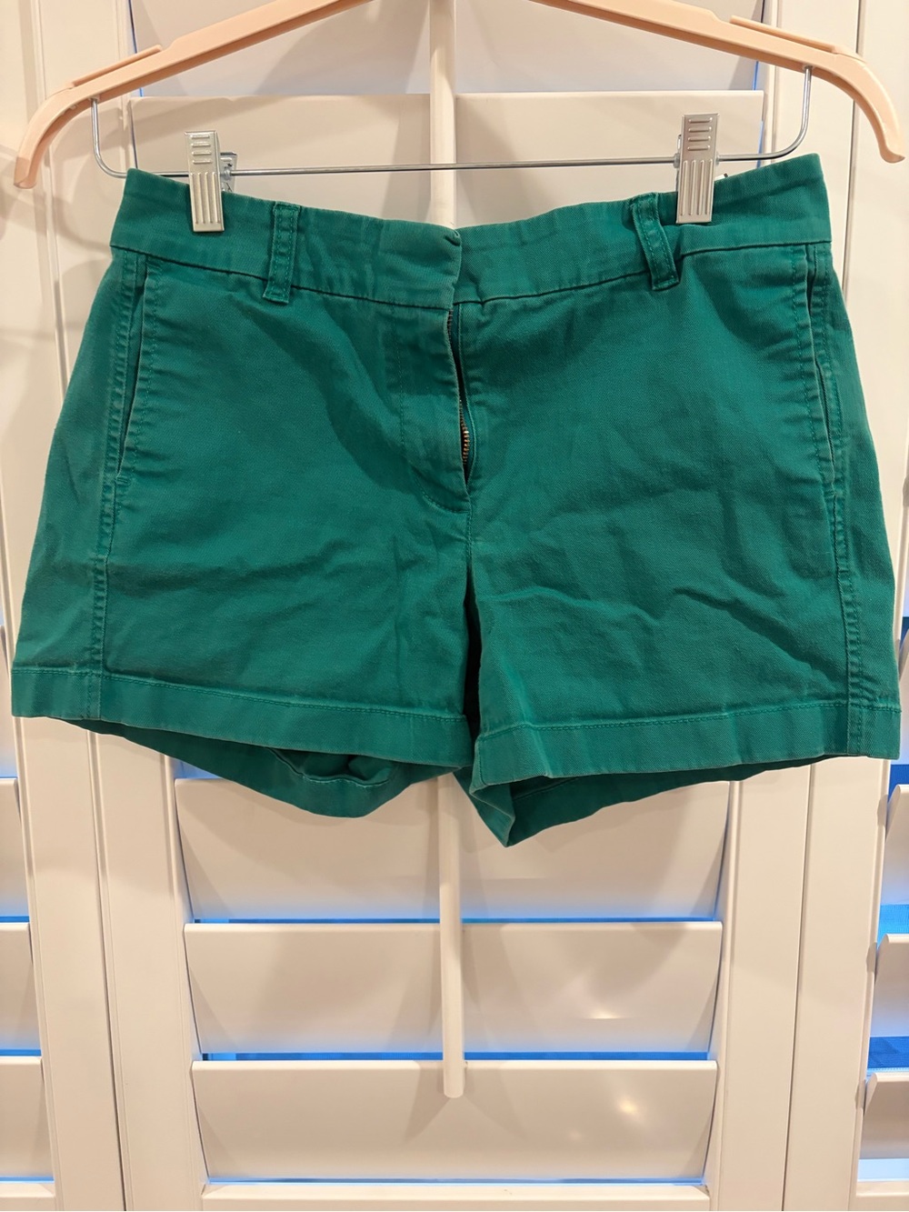 J. Crew Teal High-Waist Cotton Shorts